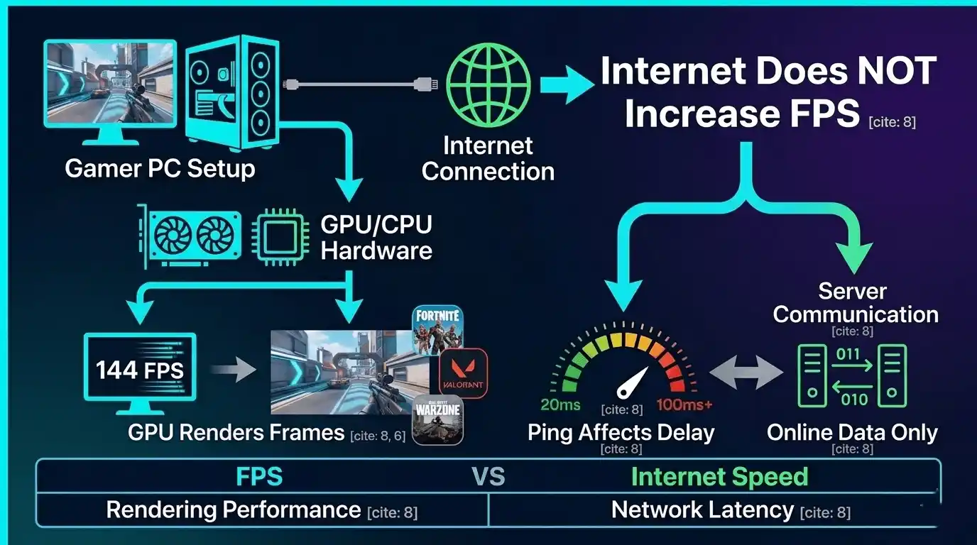 does internet speed affect fps in games