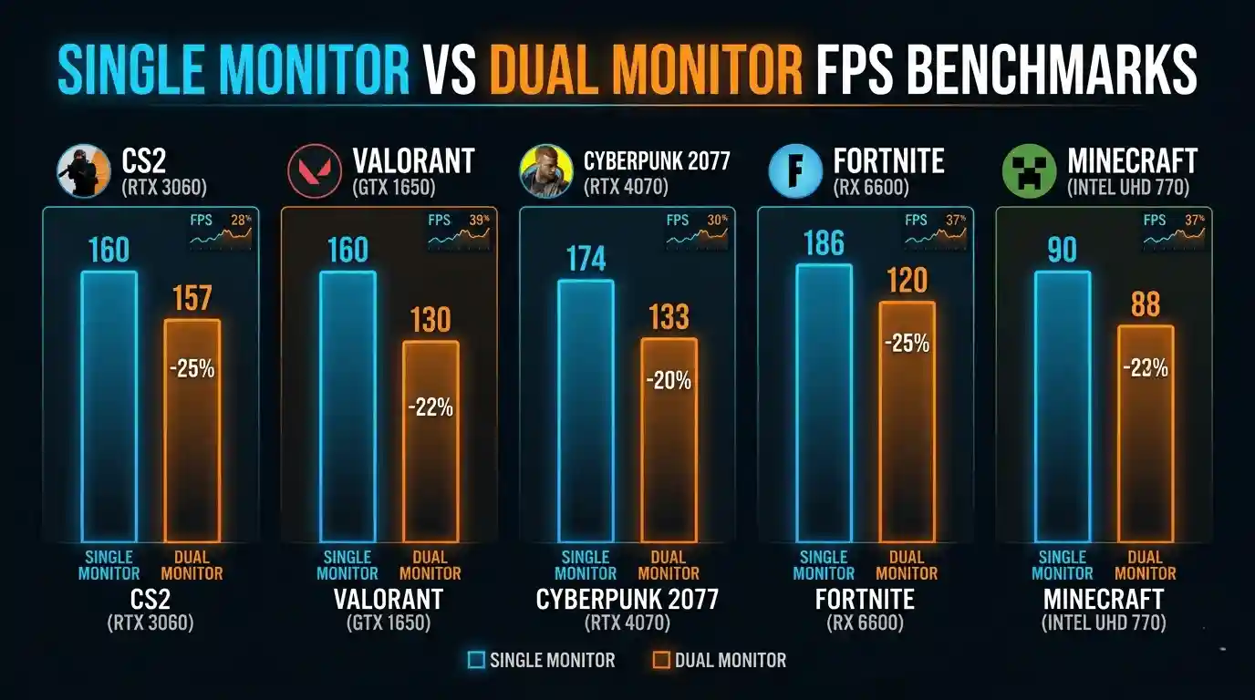 does dual monitor setup affect gaming fps