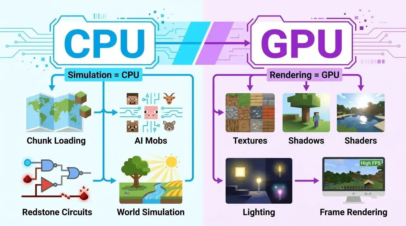 does minecraft use gpu or cpu more
