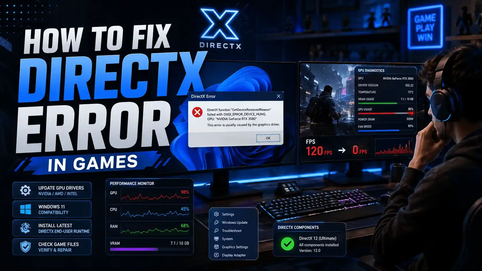 how to fix directx error in games